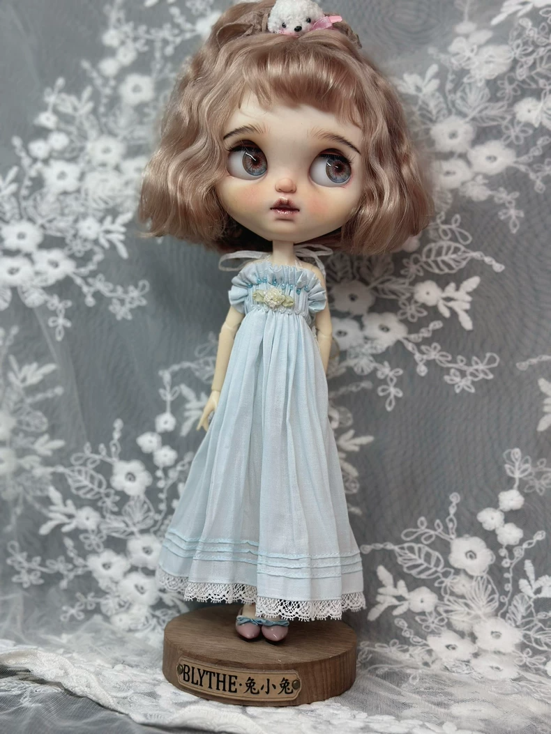 Exquisite Pastel Blue Blythe Doll Dress – Handcrafted Elegance for ob24 Dolls - Image 4