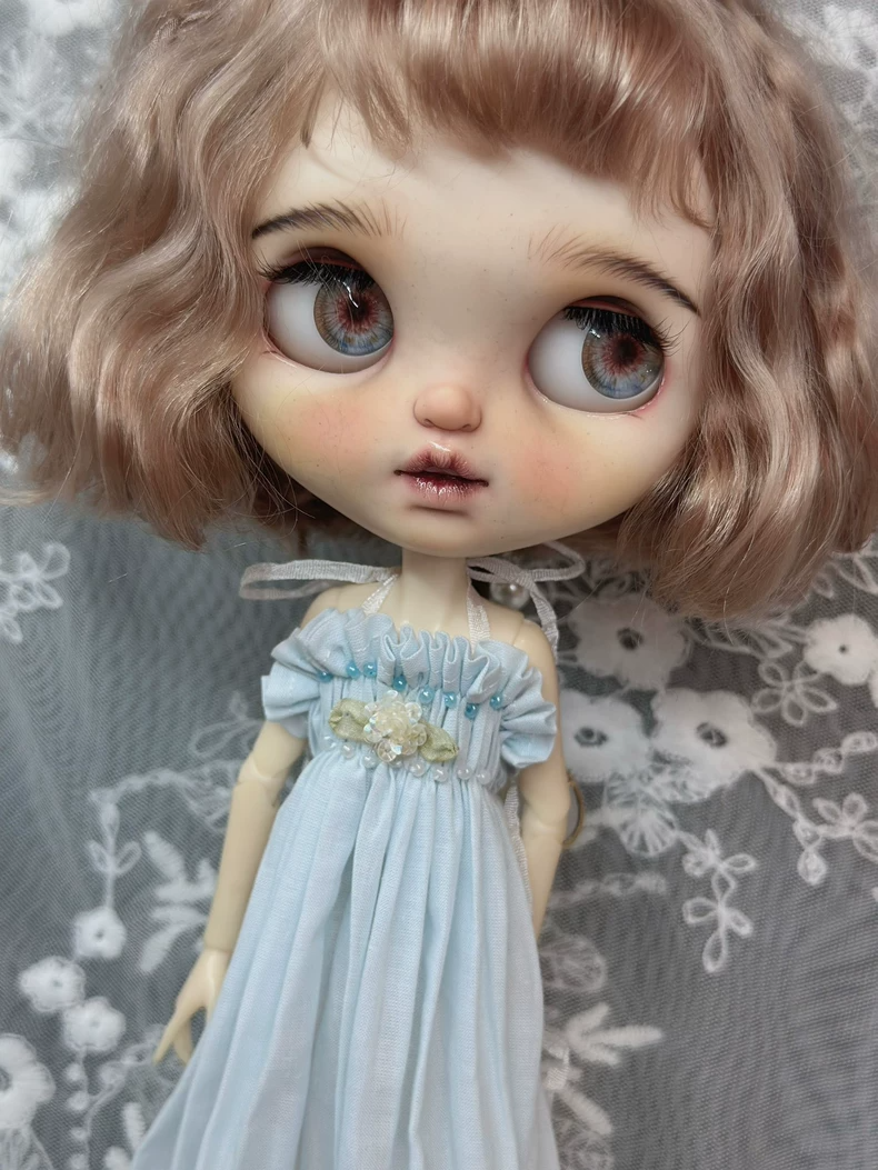 Exquisite Pastel Blue Blythe Doll Dress – Handcrafted Elegance for ob24 Dolls - Image 6