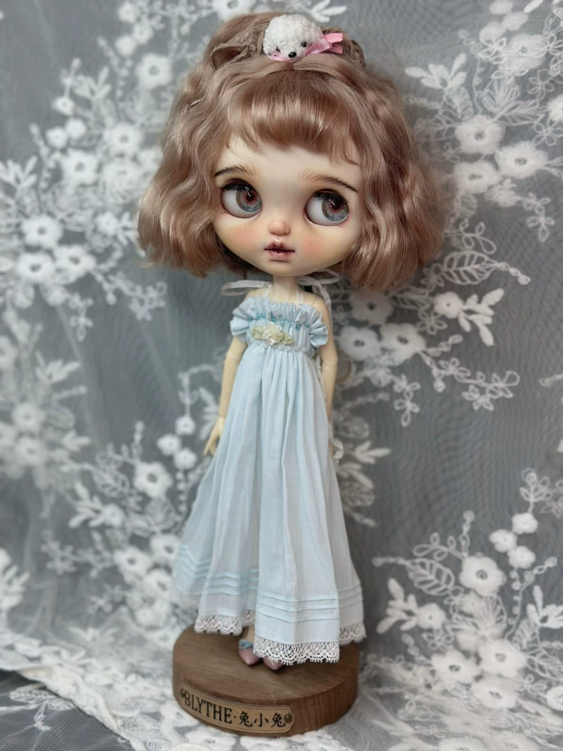 Exquisite Pastel Blue Blythe Doll Dress – Handcrafted Elegance for ob24 Dolls - Image 8