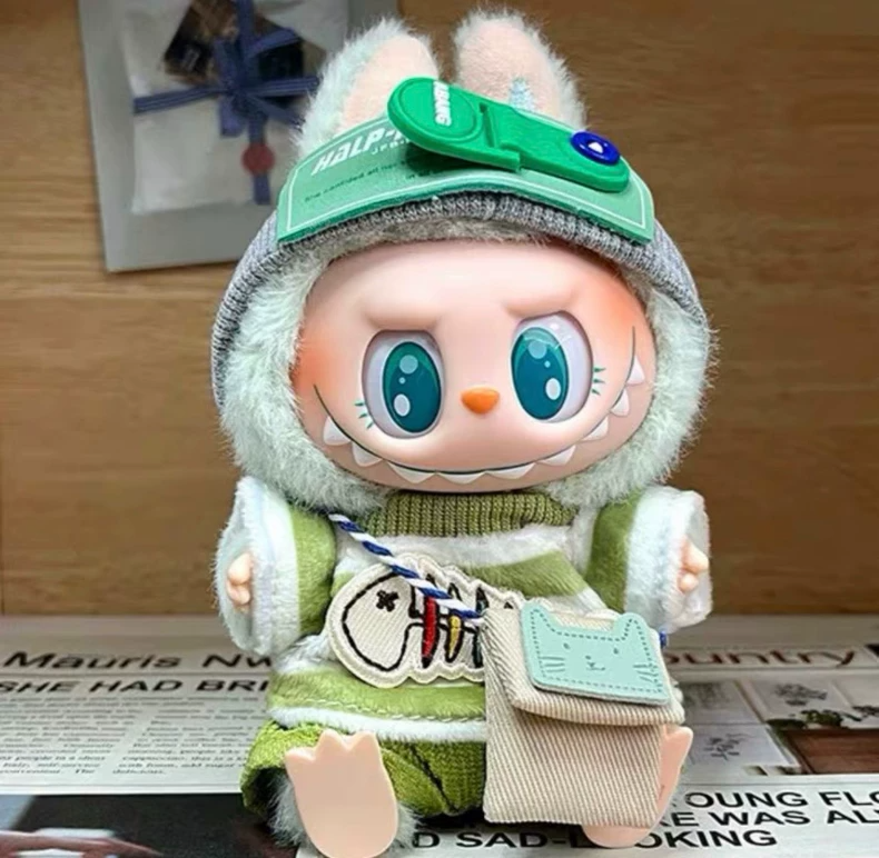 Trendy Labubu Doll Outfit: Whimsical Knit & Plush Ensemble with Fish Embellishment for Collectors & Play - Image 2