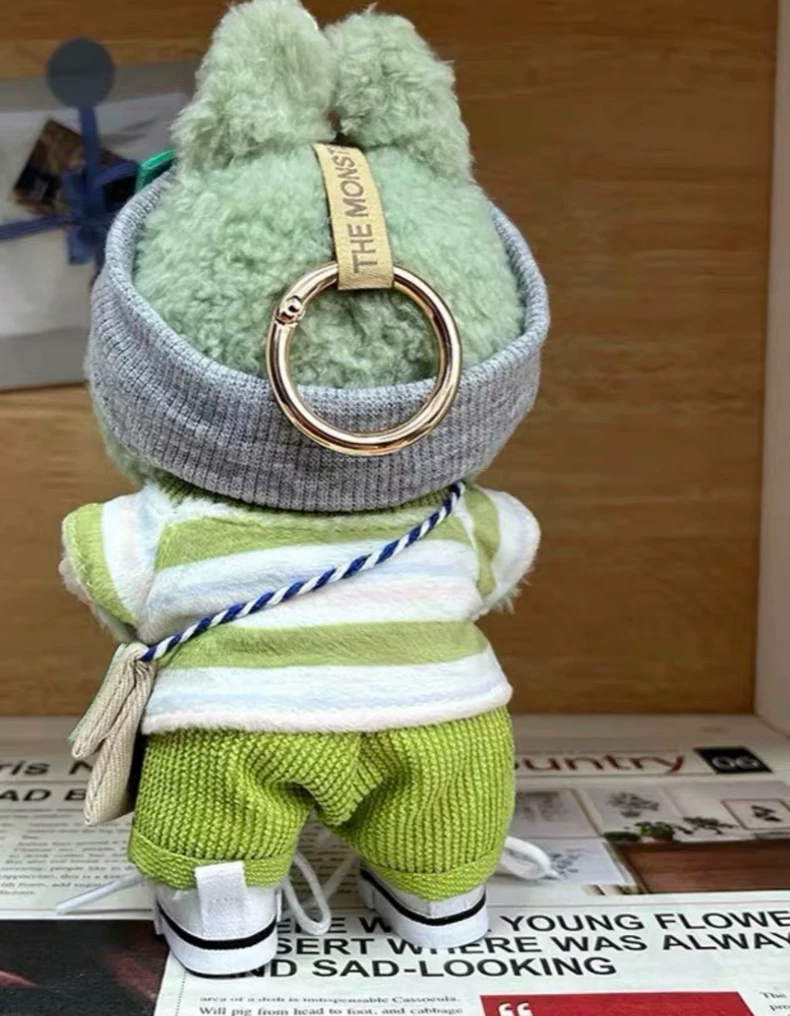 Trendy Labubu Doll Outfit: Whimsical Knit & Plush Ensemble with Fish Embellishment for Collectors & Play - Image 4