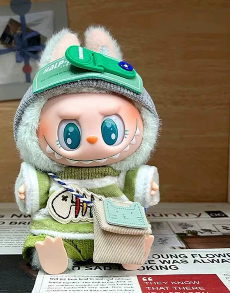 Trendy Labubu Doll Outfit: Whimsical Knit & Plush Ensemble with Fish Embellishment for Collectors & Play - Image 5