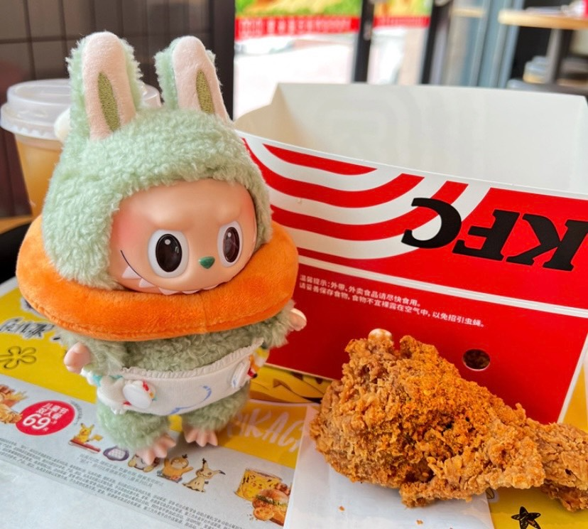 Whimsical Labubu Doll Outfits: Playful Toast & Chicken Leg Design, Soft Plush Collectibles - Image 2