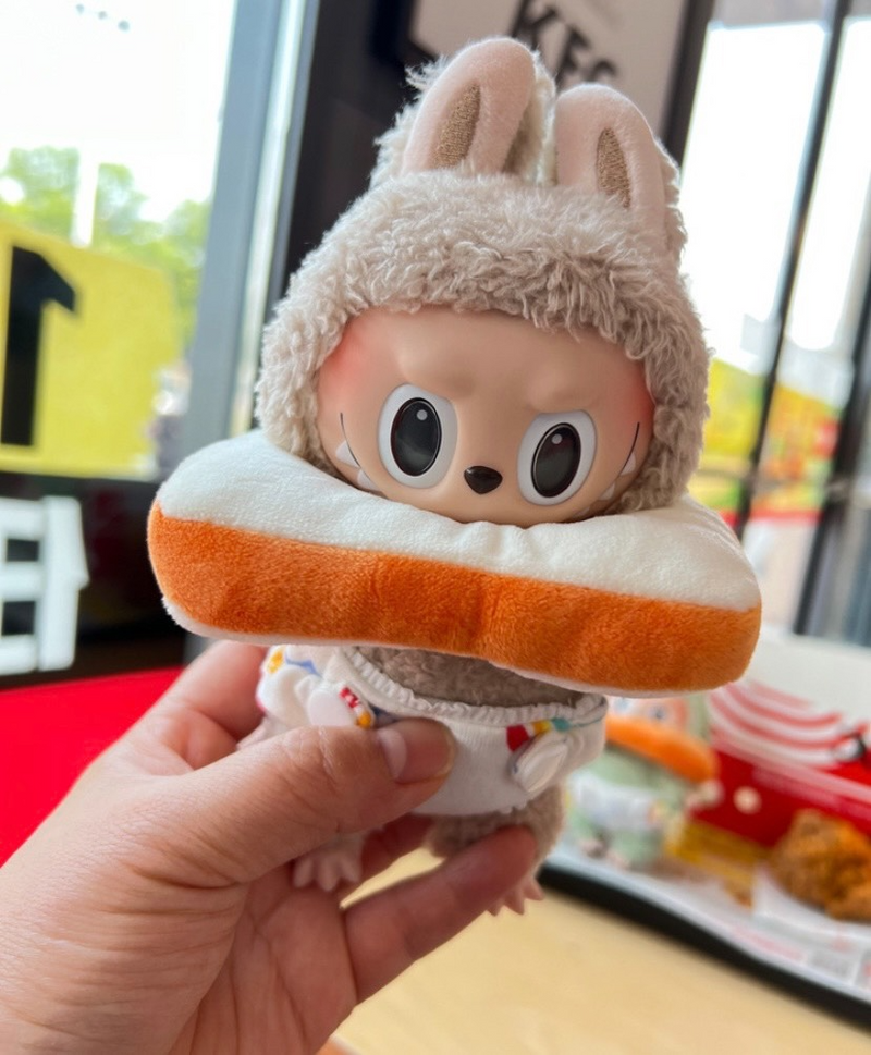 Whimsical Labubu Doll Outfits: Playful Toast & Chicken Leg Design, Soft Plush Collectibles - Image 3