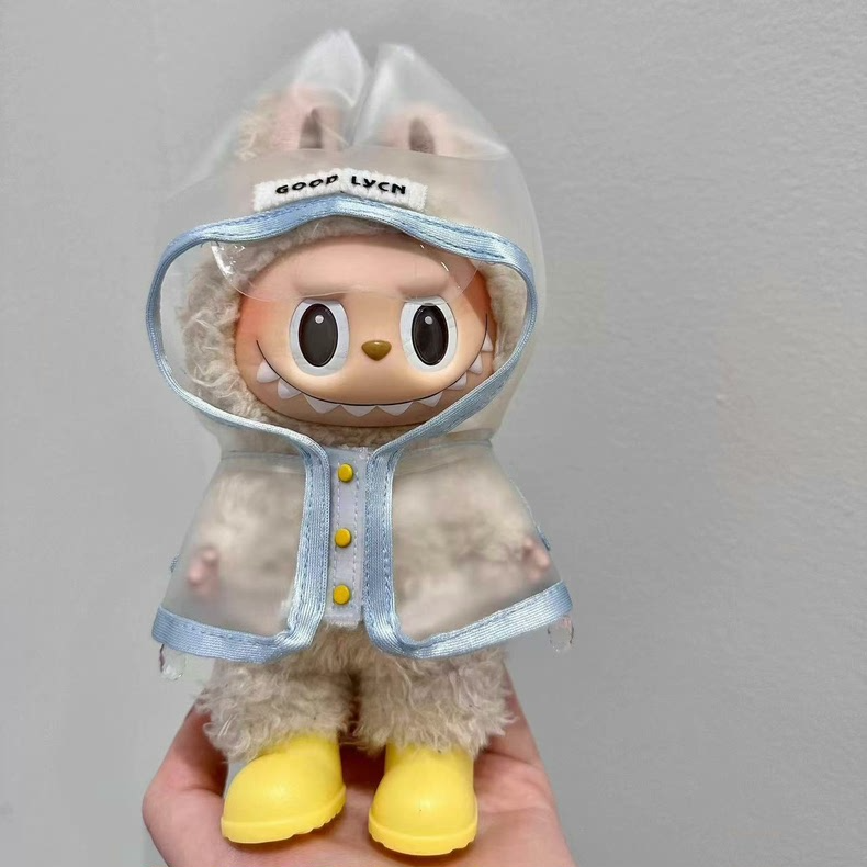 Charming Transparent Labubu Doll Raincoat – Vibrant Yellow Buttons & Durable PVC - Image 5