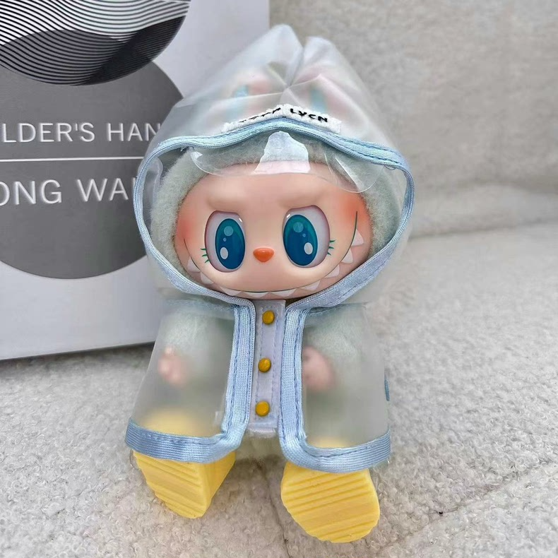 Charming Transparent Labubu Doll Raincoat – Vibrant Yellow Buttons & Durable PVC - Image 6