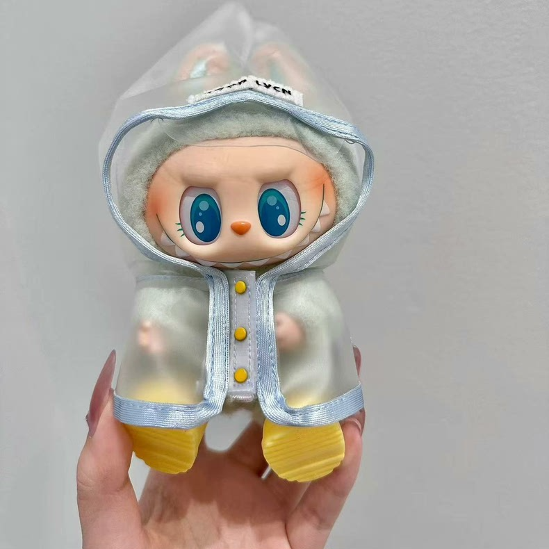 Charming Transparent Labubu Doll Raincoat – Vibrant Yellow Buttons & Durable PVC - Image 8