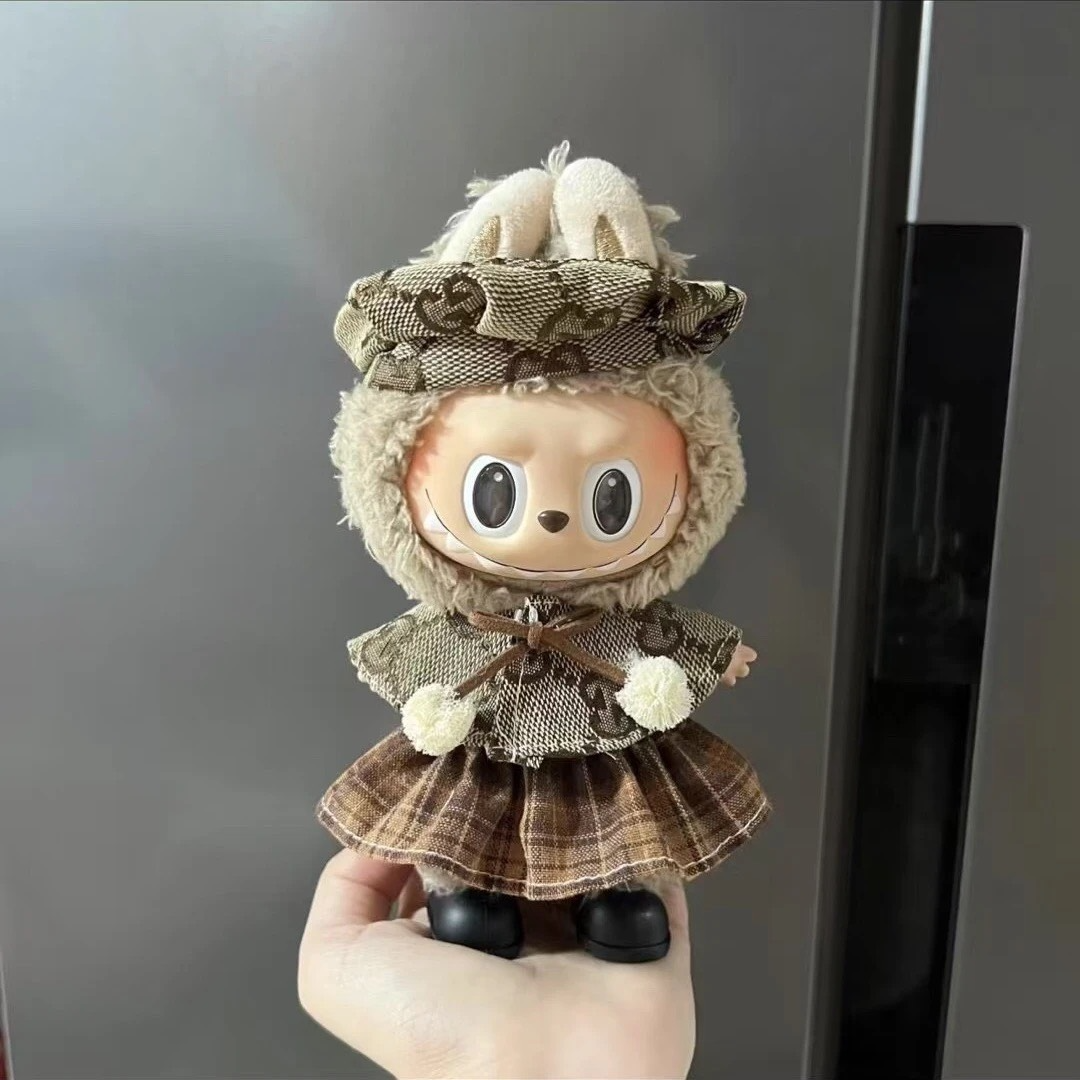 Stylish GG Brand Labubu Doll Outfit with Hat – Premium Fabric, Free Shipping, 48-Hour Delivery - Image 1