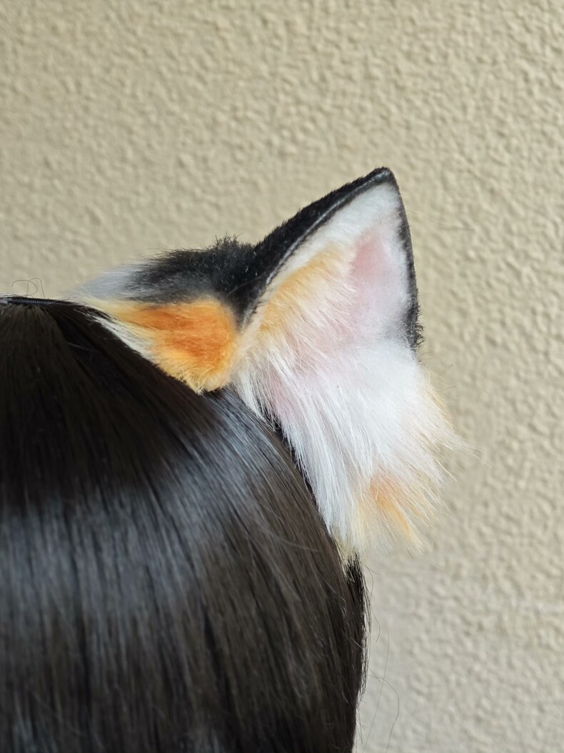 Handmade Calico Cat Ears – Plush & Realistic Cosplay - Image 1