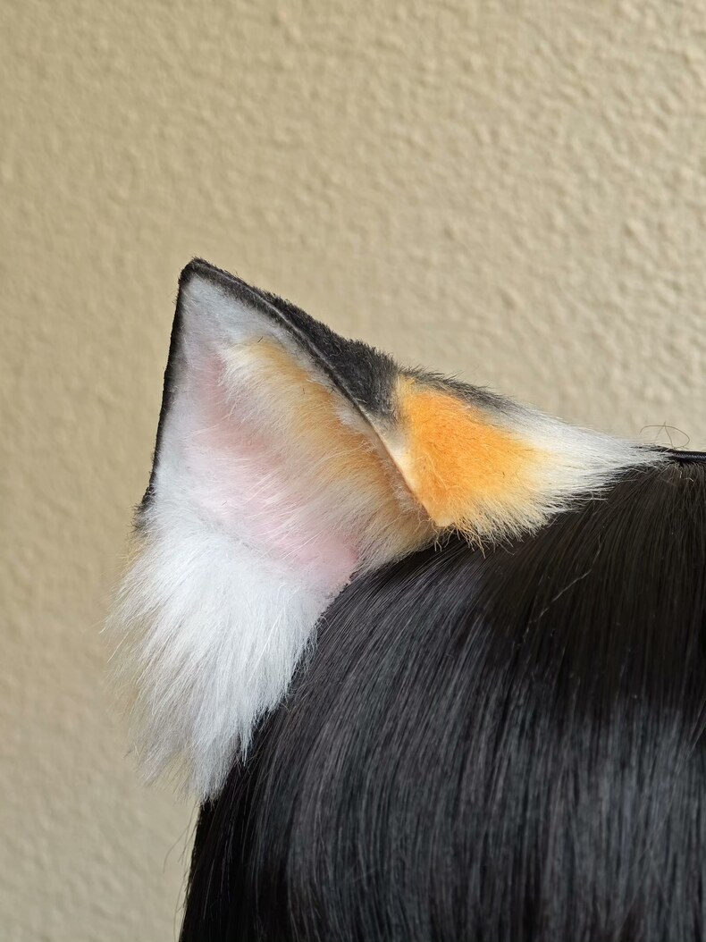 Handmade Calico Cat Ears – Plush & Realistic Cosplay - Image 2