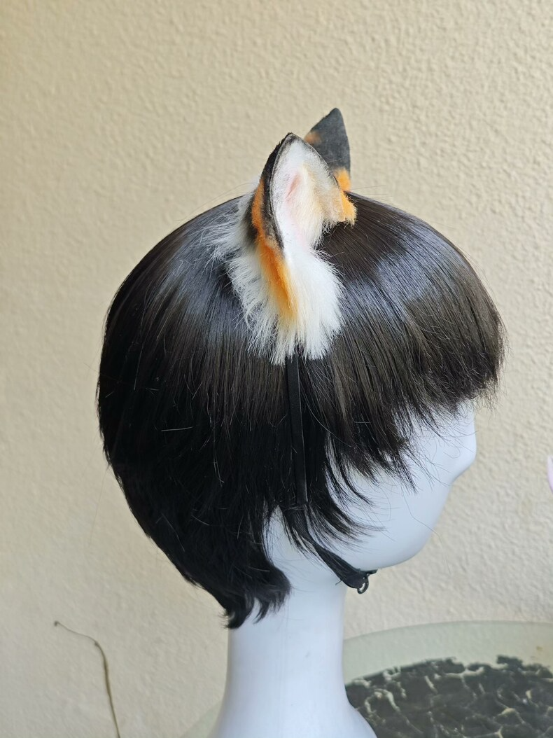 Handmade Calico Cat Ears – Plush & Realistic Cosplay - Image 4