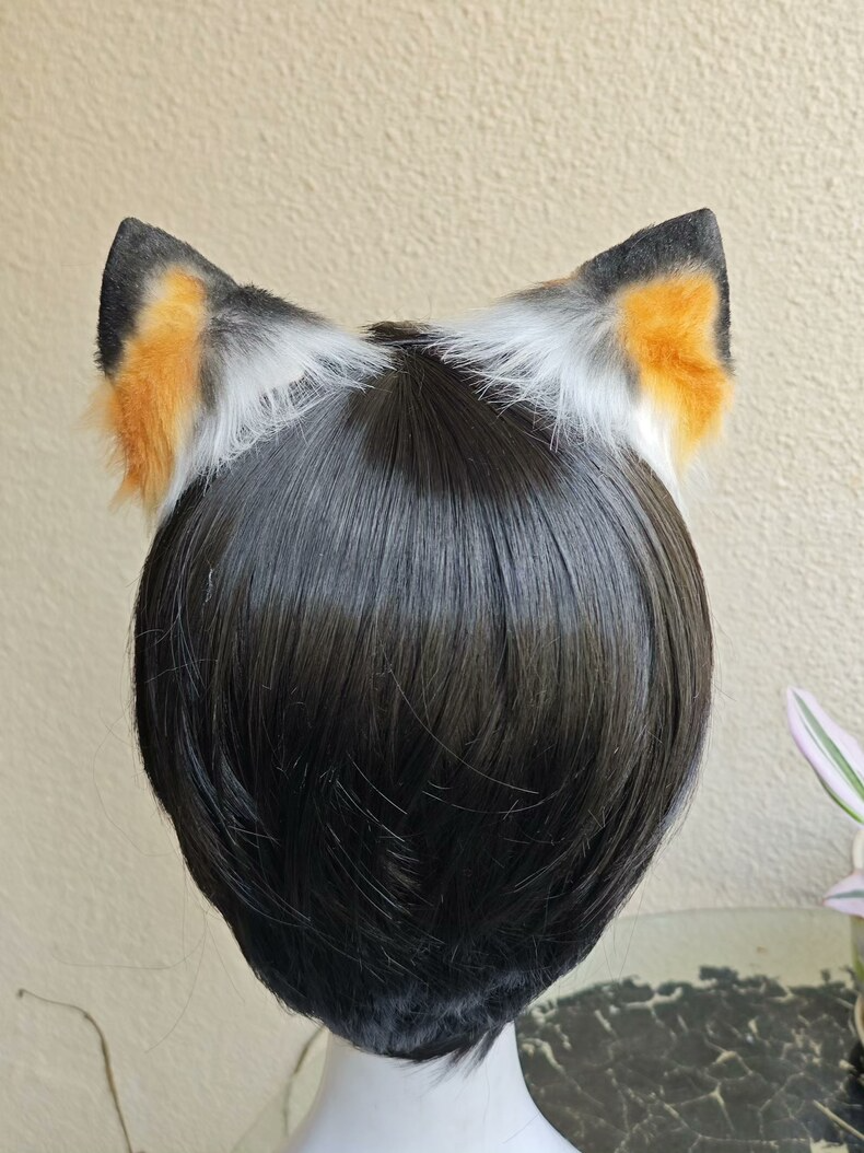 Handmade Calico Cat Ears – Plush & Realistic Cosplay - Image 5