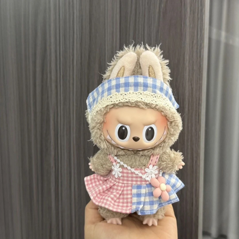 Charming LABUBU 17cm Doll Outfit Set: Blue & Red Hats & Dresses for 1st & 2nd Gen Dolls - Image 1