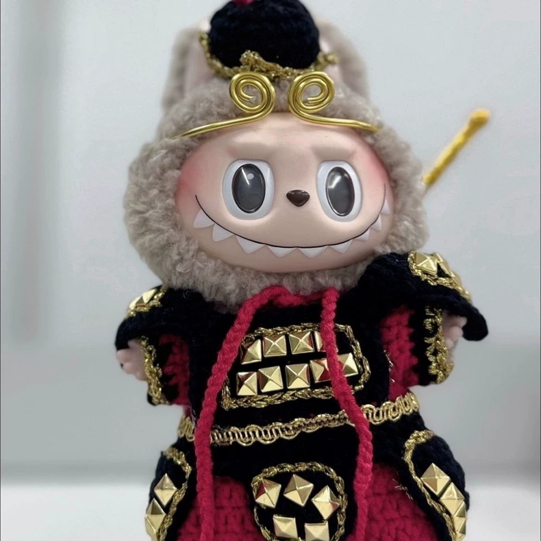 Legendary Sun Wukong Labubu Plush Costume: Black & Gold War King Outfit for Dynamic Play & Collectible Fun - Image 3