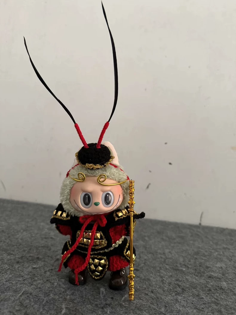 Legendary Sun Wukong Labubu Plush Costume: Black & Gold War King Outfit for Dynamic Play & Collectible Fun - Image 4