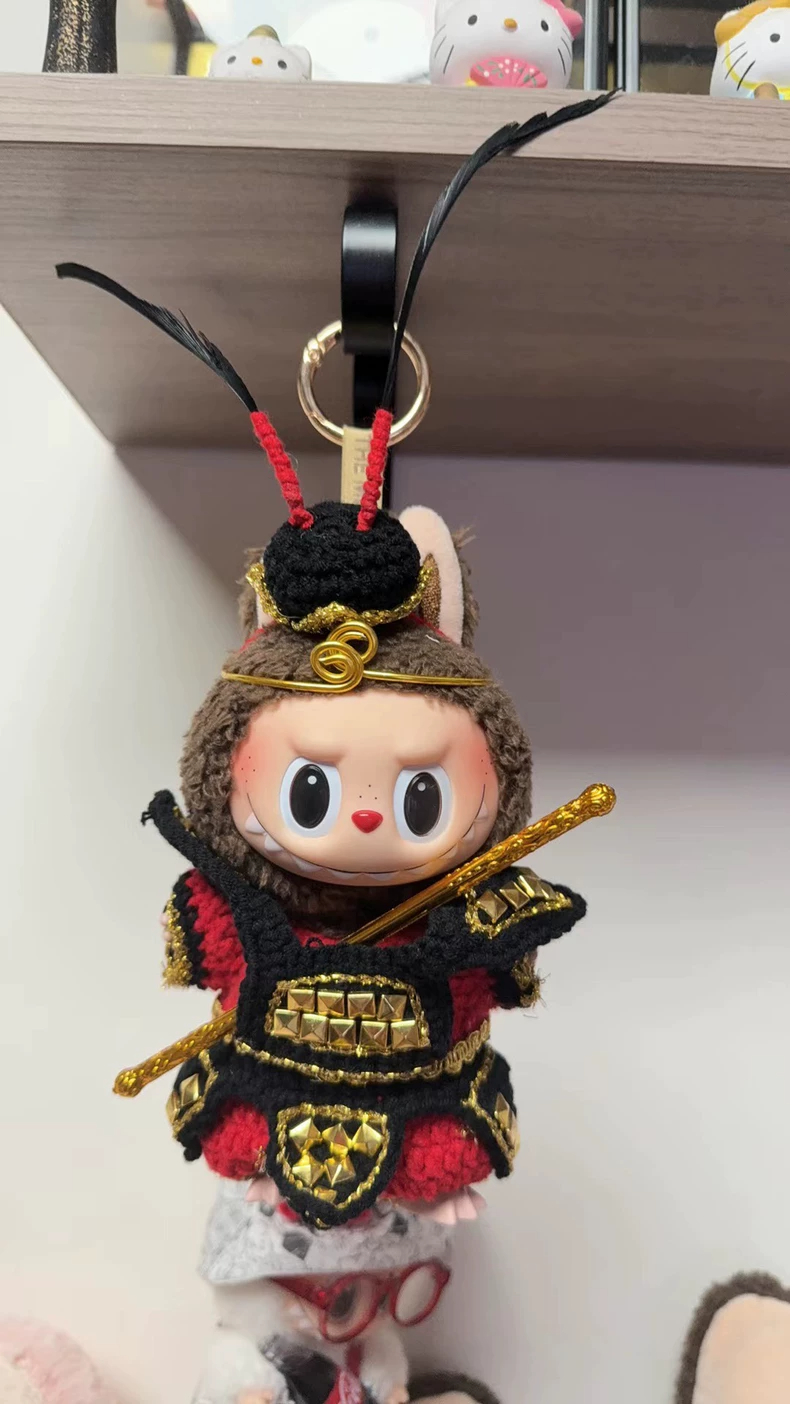 Legendary Sun Wukong Labubu Plush Costume: Black & Gold War King Outfit for Dynamic Play & Collectible Fun - Image 6