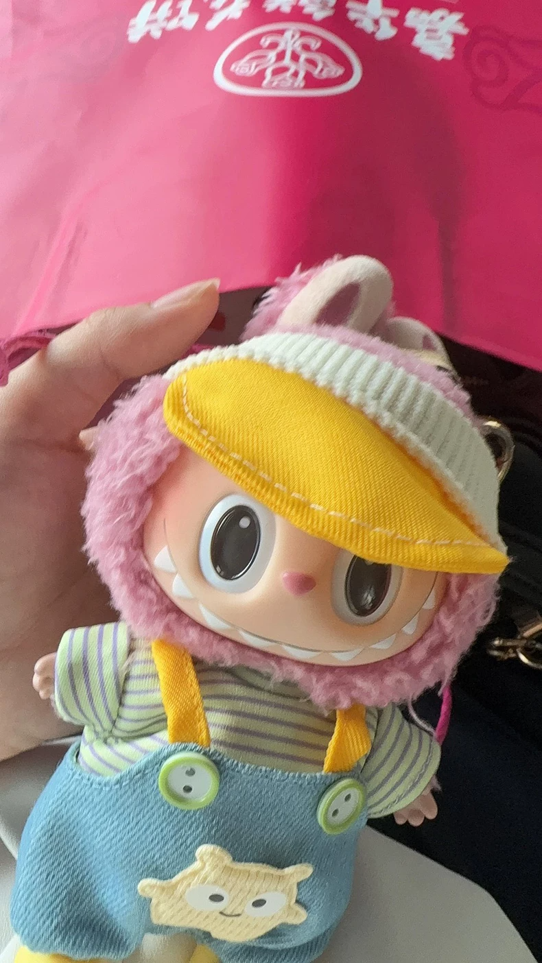 LABUBU Doll Outfit: Cozy Pink Hat, Snug Sweater & Mini Bag – Playful Elegance for Collectible Dolls - Image 5