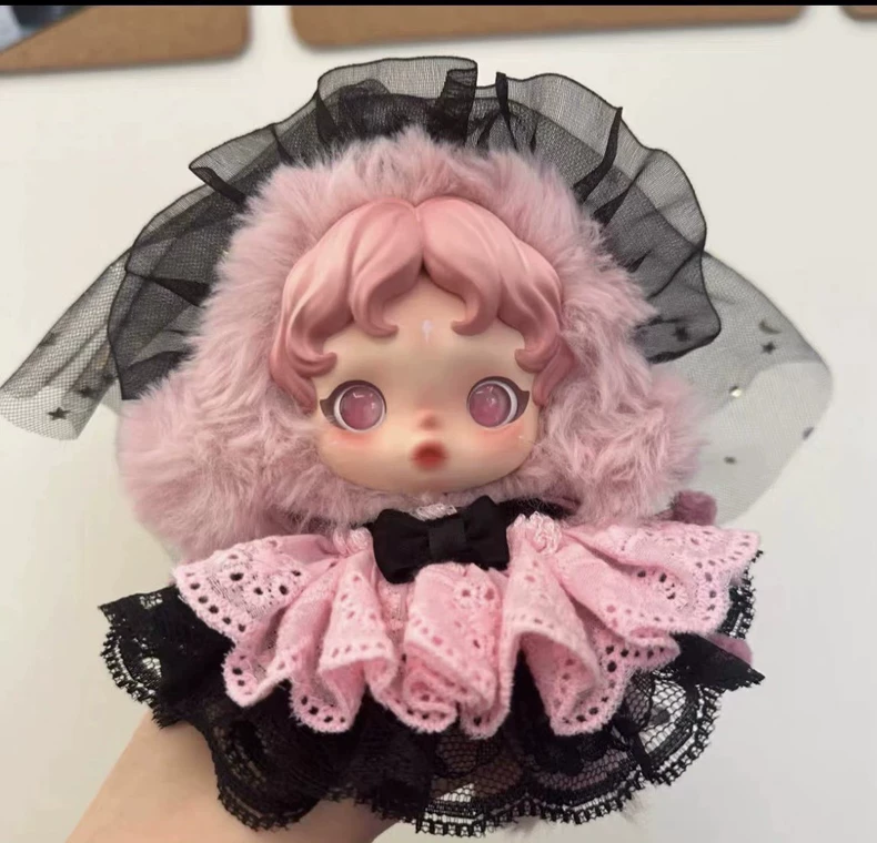 Gothic Lolita Skullpanda Outfit: Black & Pink Lace Doll Attire with Detachable Accessories - Image 2