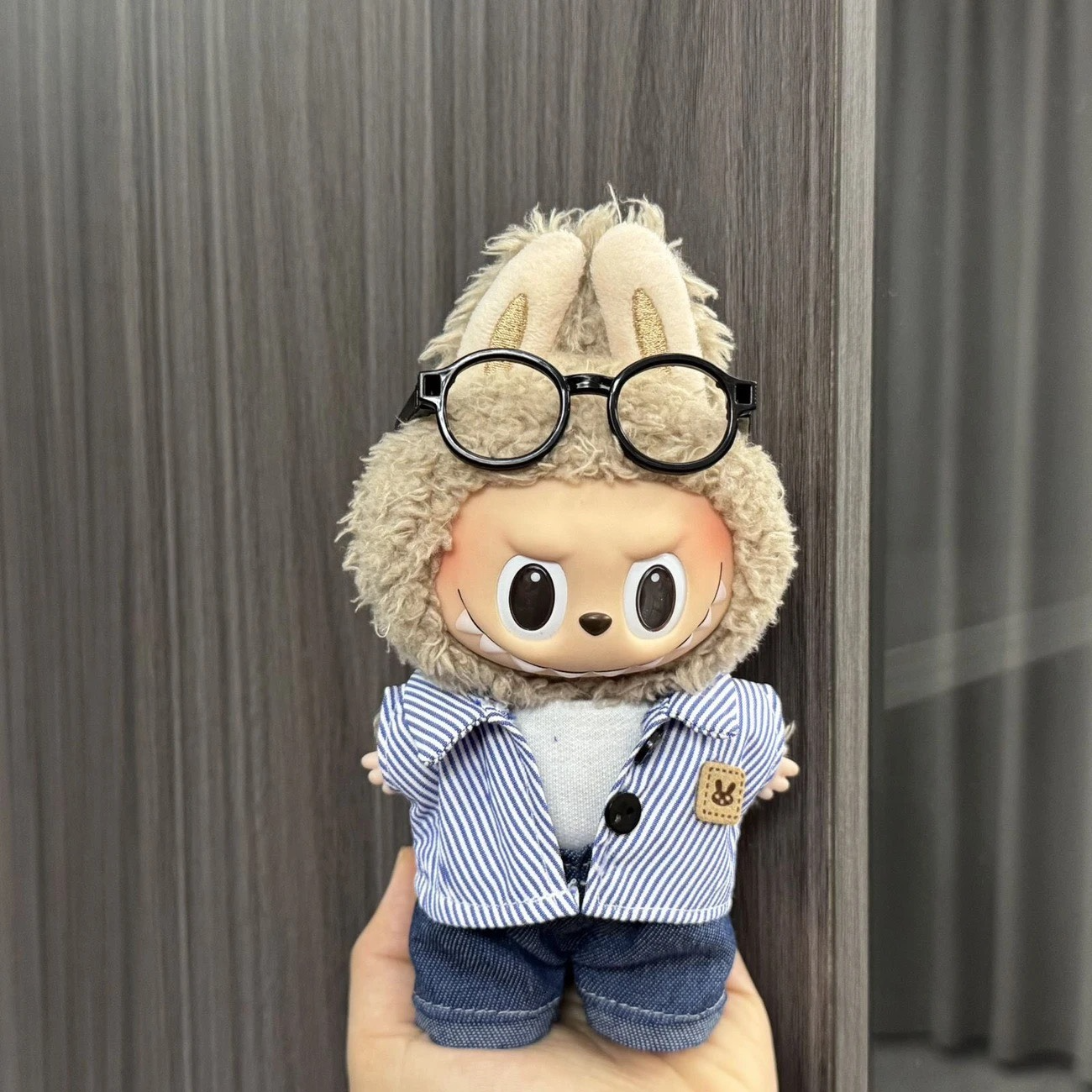 Chic LABUBU Doll Outfit – Denim & Striped Blue Shirt for Collectors | Adjustable & Durable - Image 4