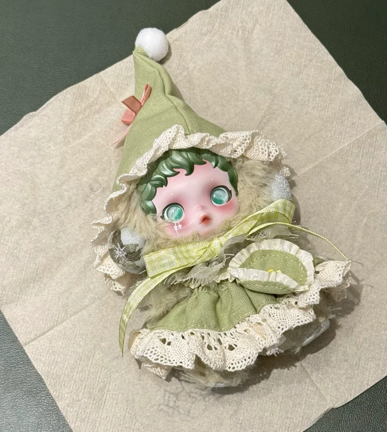 Elegant Pastel Skullpanda Doll Outfit: Lace & Cotton Collectible Ensemble - Image 1