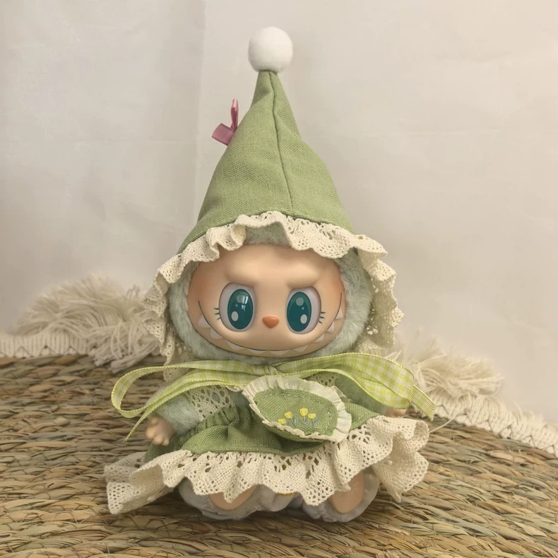 Elegant Pastel Skullpanda Doll Outfit: Lace & Cotton Collectible Ensemble - Image 3