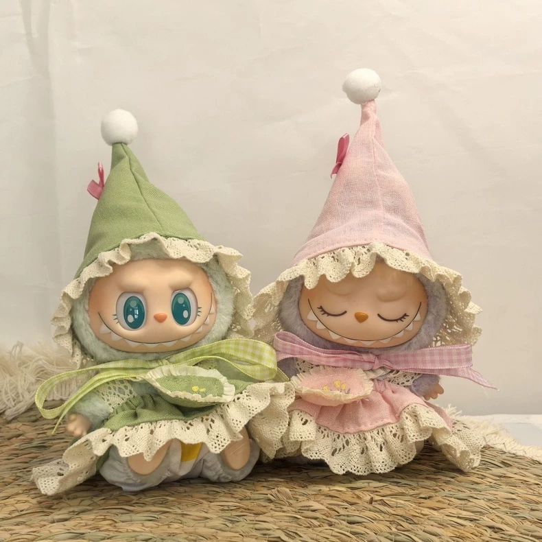 Elegant Pastel Skullpanda Doll Outfit: Lace & Cotton Collectible Ensemble - Image 4