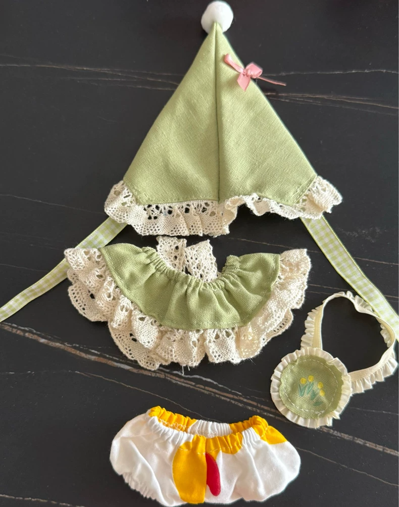 Elegant Pastel Skullpanda Doll Outfit: Lace & Cotton Collectible Ensemble - Image 6