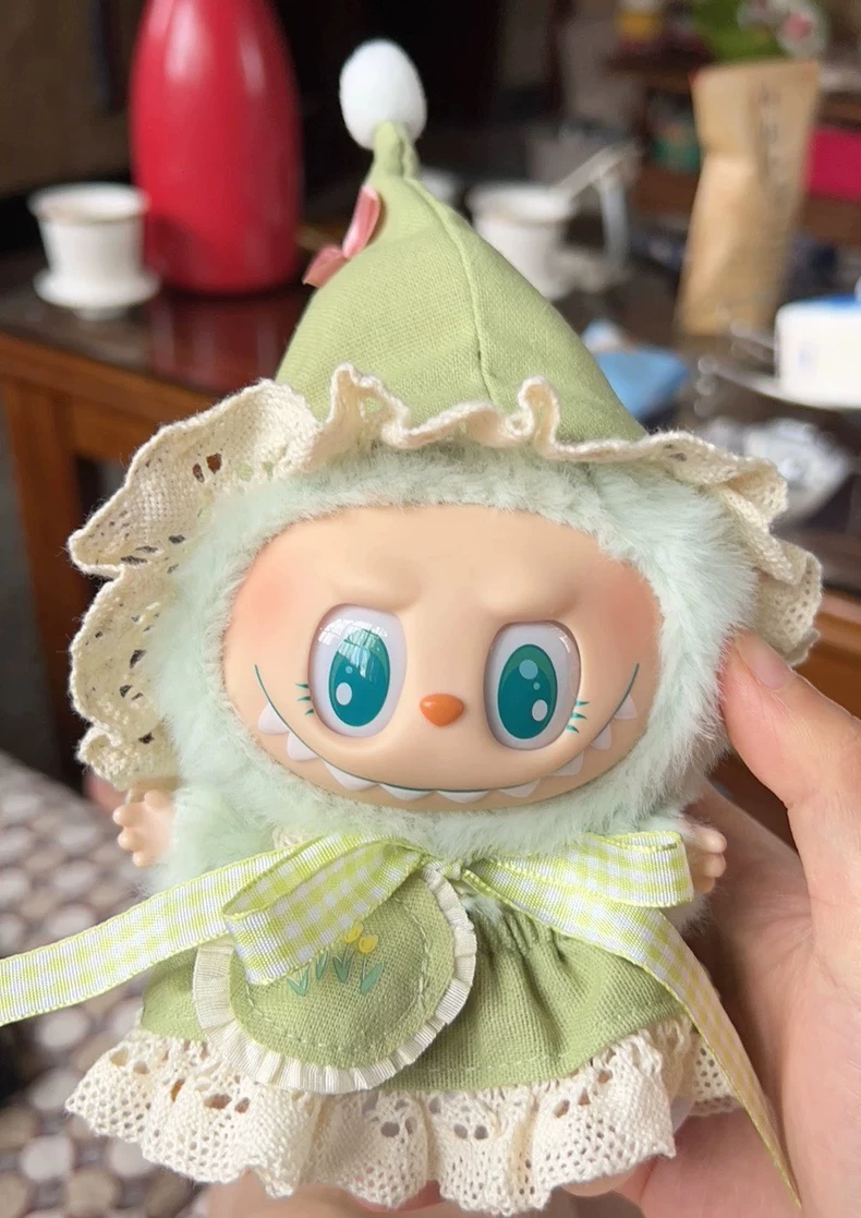 Elegant Pastel Skullpanda Doll Outfit: Lace & Cotton Collectible Ensemble - Image 8