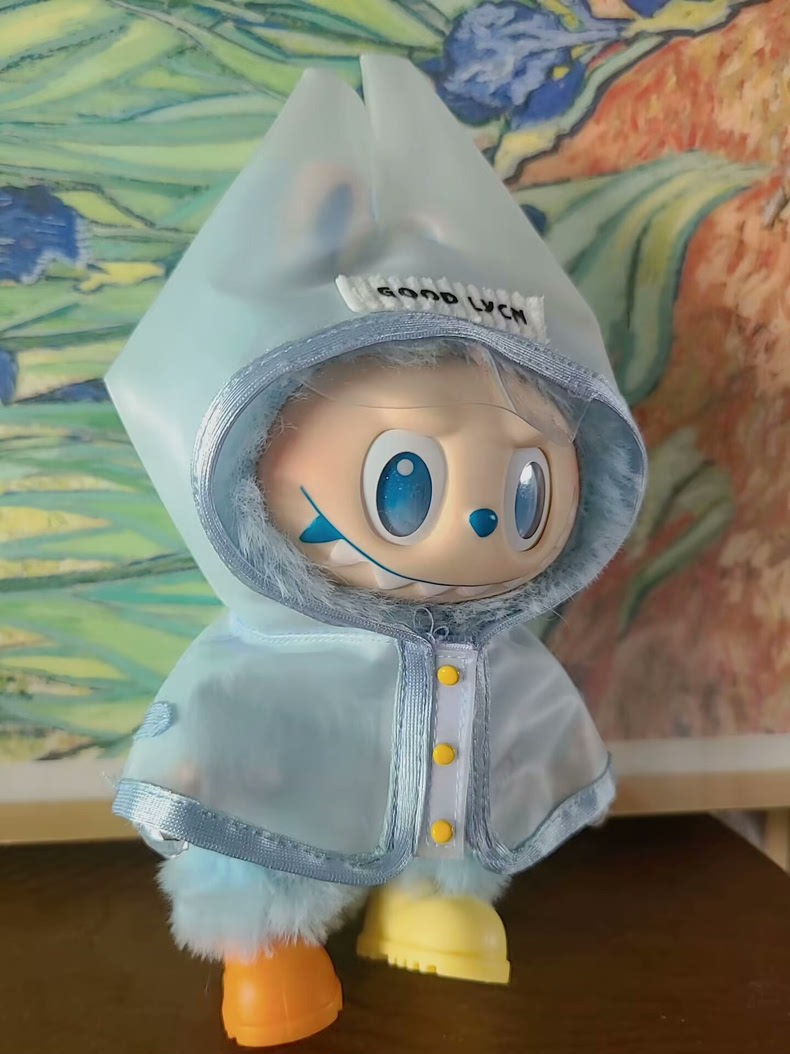 Charming LABUBU Rain-Themed Outfit: Stylish Transparent Raincoat & Colorful Boots for 17cm Dolls - Image 4