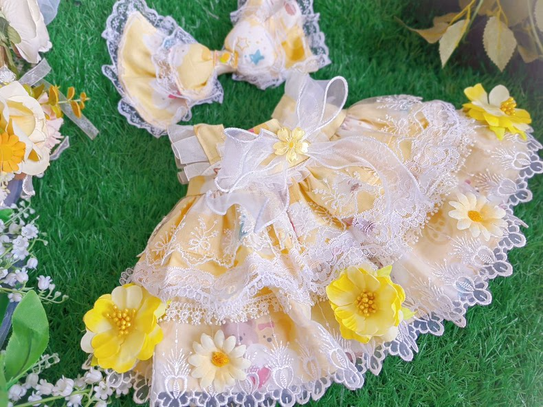 Whimsical Fairy Tale Garden Princess Dress – Enchanting Pastel Lace & Floral Design for Dolls - Image 6
