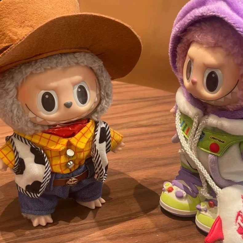 Vintage Cowboy Dress-Up Outfit: Woody & Buzz Inspired LABUBU Plush Costume for Kids - Image 1