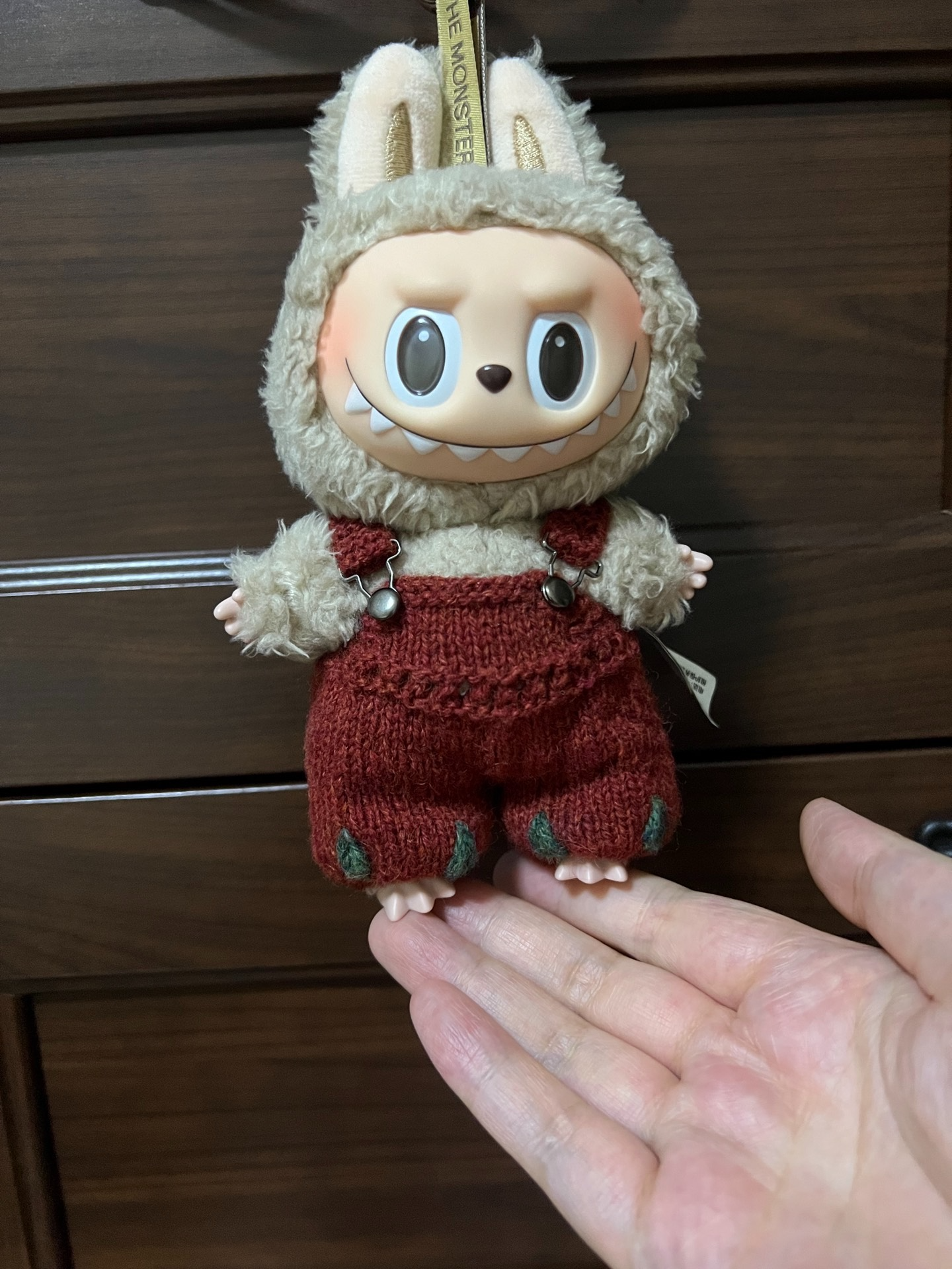 Handmade Red Knit Labubu Doll Outfit – Cozy & Playful Green Accents, Premium Collectible - Image 1