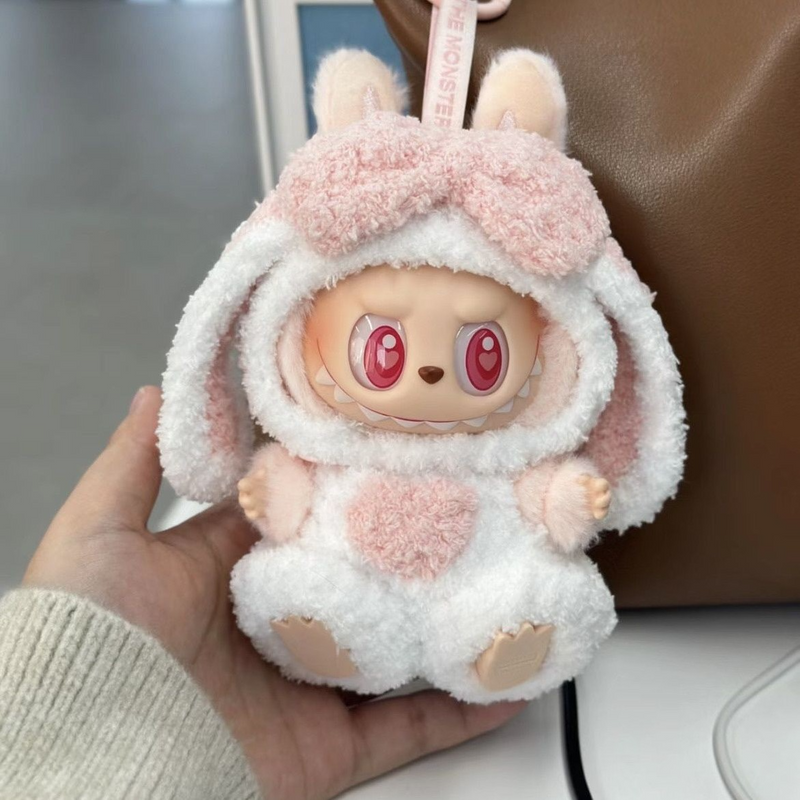 Adorable LABUBU Pink Bunny Outfit for 15cm Doll – Plush & Playful Collectible Costume - Image 1