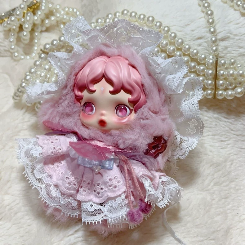 Enchanted Skullpanda Doll Outfit: Elegant Lace & Fluffy Pink Dress for Collectors - Image 2