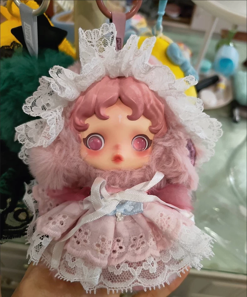 Enchanted Skullpanda Doll Outfit: Elegant Lace & Fluffy Pink Dress for Collectors - Image 5