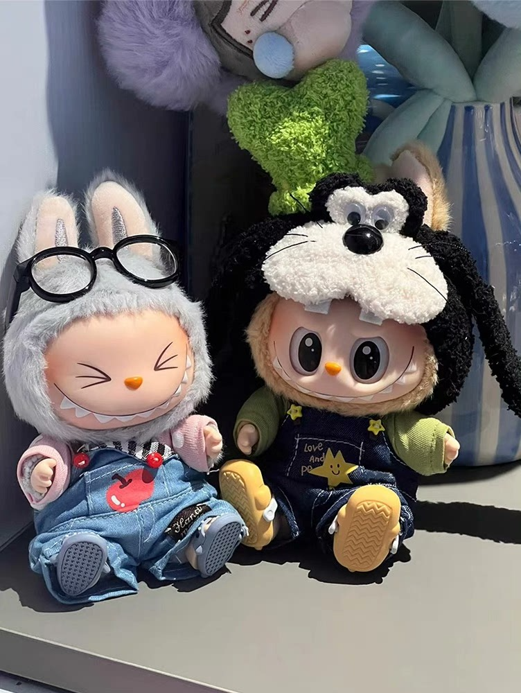 Adorable Labubu Doll Outfit: Playful T-Shirt & Overalls Set for 17CM Collectible Dolls - Image 3