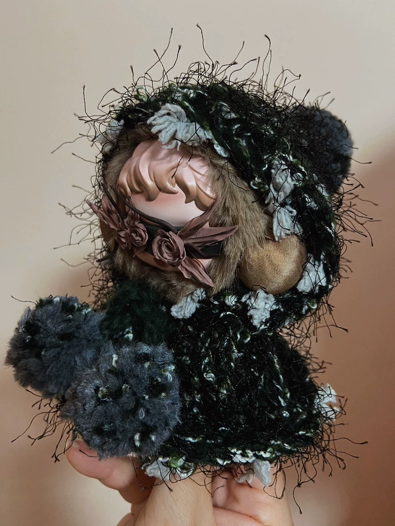 Enchanted Skullpanda Hooded Cloak: Mystical Forest Design with Handmade Eye Mask – Premium Plush Collectible - Image 2