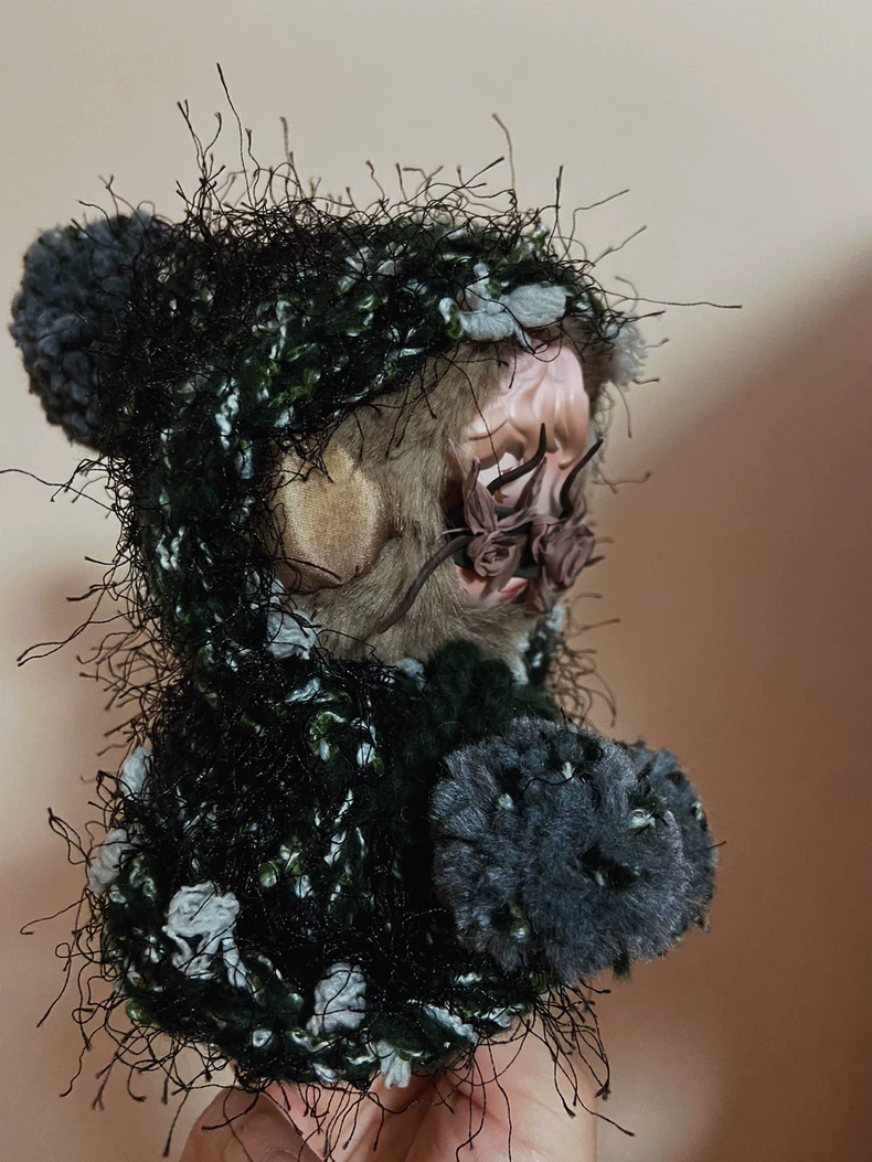 Enchanted Skullpanda Hooded Cloak: Mystical Forest Design with Handmade Eye Mask – Premium Plush Collectible - Image 3