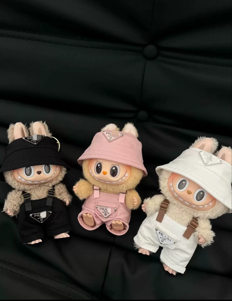 Adorable Labubu Doll Outfit – Premium Cotton Overalls & Hat in Black, Pink, White - Image 1