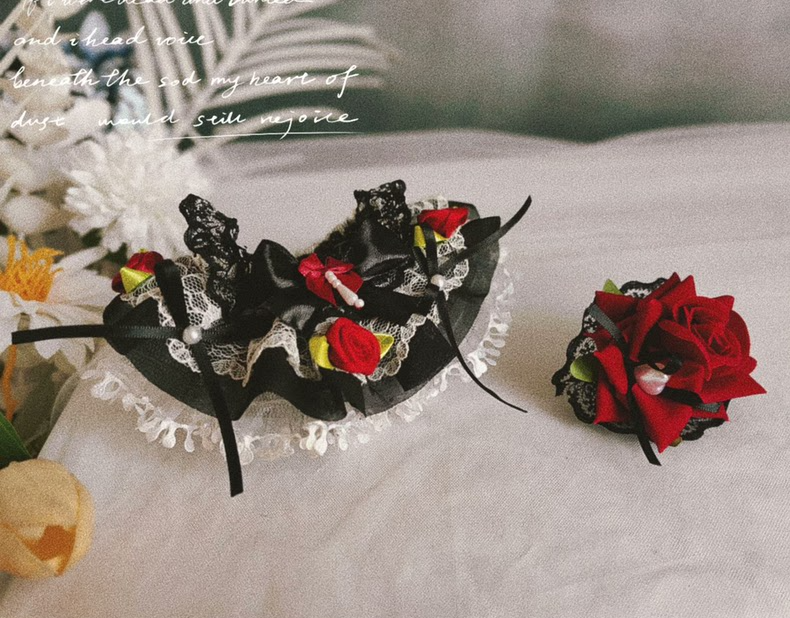 Elegant Red & Black Rose Labubu Doll Outfit – Luxurious Satin & Lace Design for Collectors - Image 4
