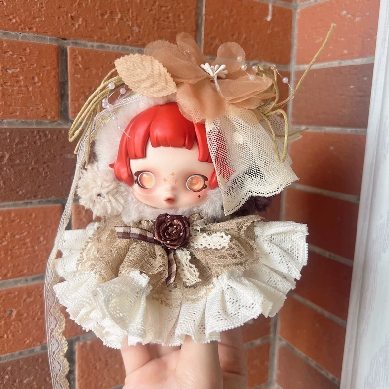 Whimsical Skullpanda Doll Outfit: Lace Dress & Faux Fur Hood – Elegant Collectible for Enthusiasts - Image 5