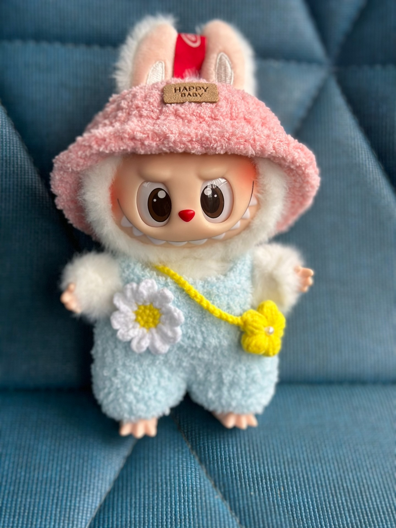 Labubu 'HAPPY BABY' Outfit – Pastel Plush Fashion for POPMART Collectors - Image 2
