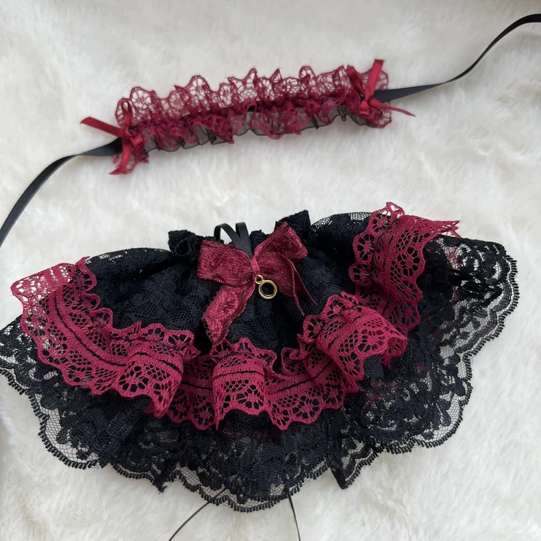 Luxurious Skullpanda Doll Outfit: Lace & Plush Ensemble with Vibrant Colors & Metallic Accents - Image 3
