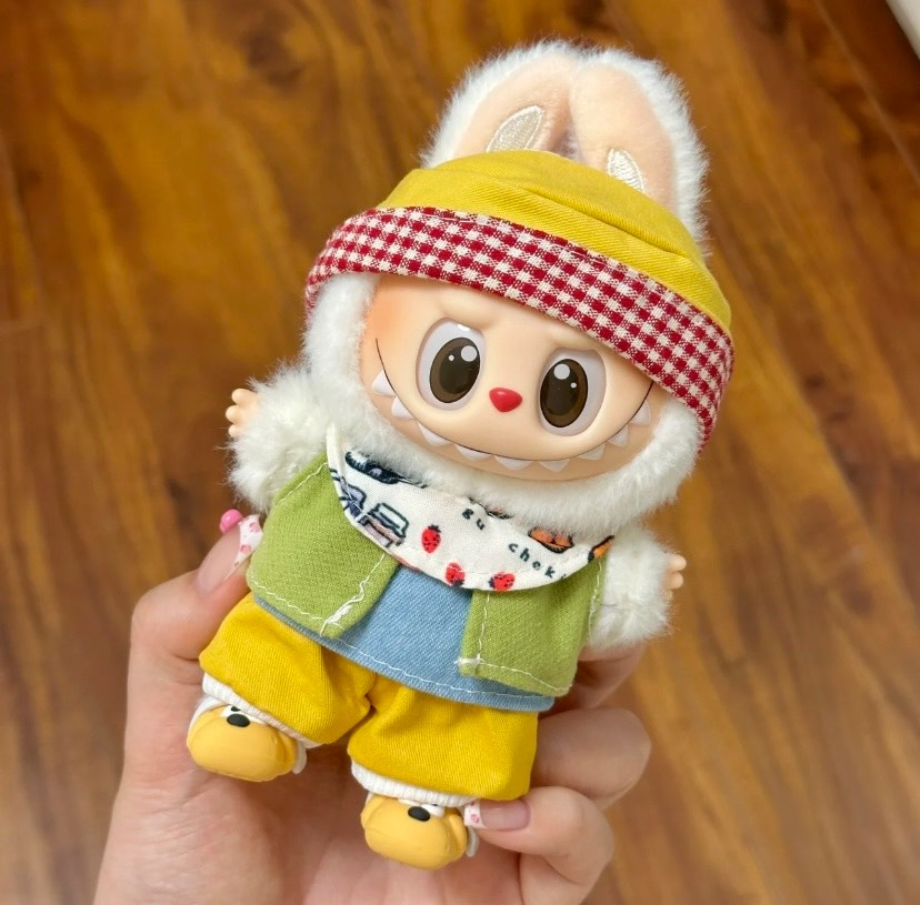 Vibrant Labubu Doll Outfit – Premium Collector’s Ensemble with Hat, Tops, Pants & Bib - Image 1