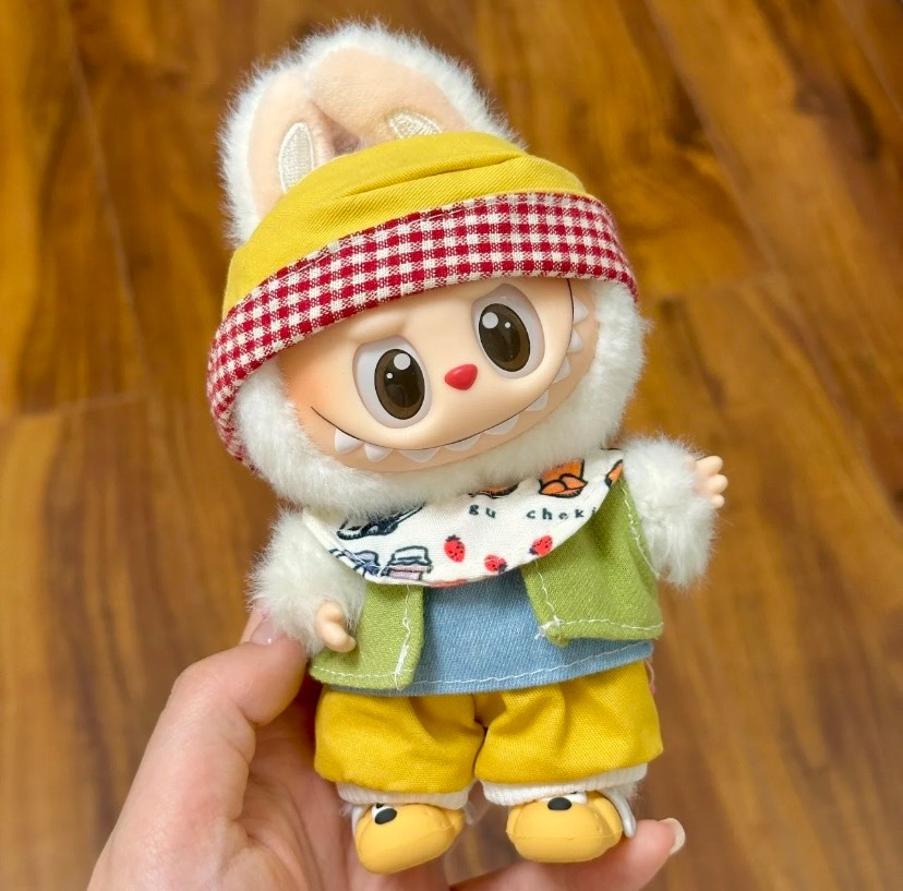Vibrant Labubu Doll Outfit – Premium Collector’s Ensemble with Hat, Tops, Pants & Bib - Image 2