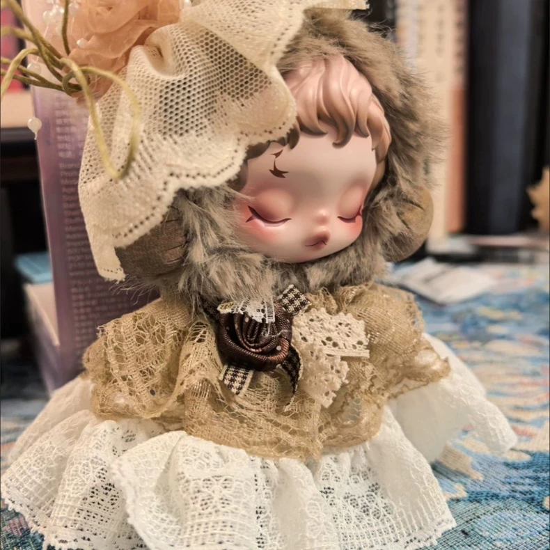 Whimsical Skullpanda Doll Outfit – Elegant Lace & Plush Ensemble with Floral Accents - Image 5