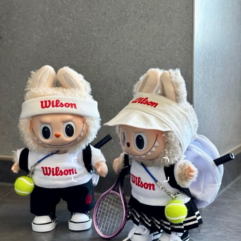 Wilson Tennis Outfit for Labubu Dolls – Stylish 17cm Sportswear with Accessories - Image 1