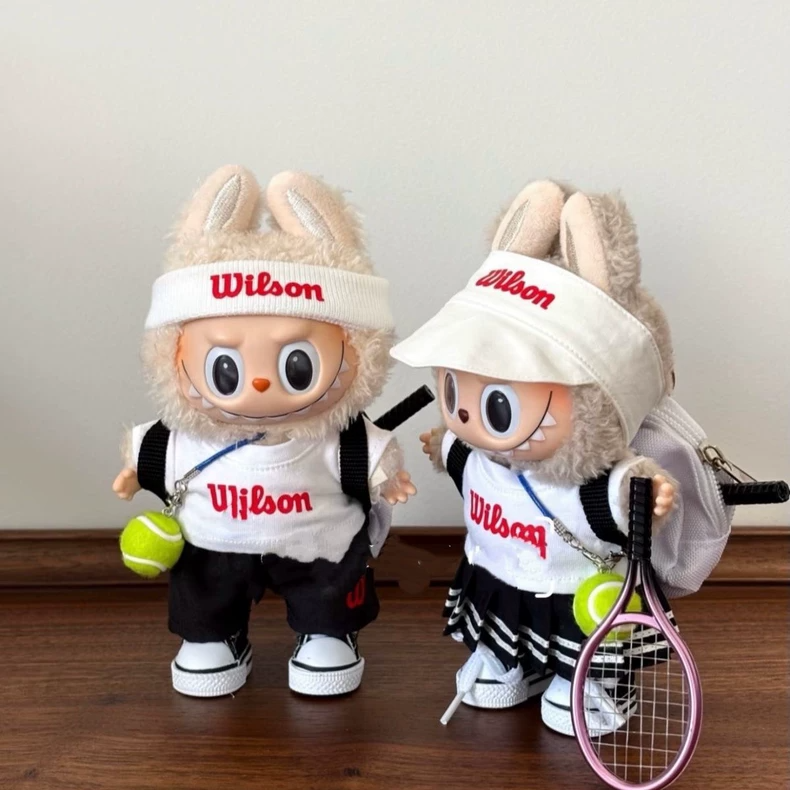 Wilson Tennis Outfit for Labubu Dolls – Stylish 17cm Sportswear with Accessories - Image 3