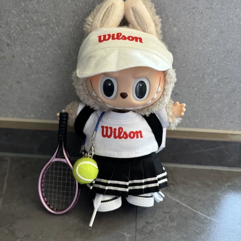 Wilson Tennis Outfit for Labubu Dolls – Stylish 17cm Sportswear with Accessories - Image 5