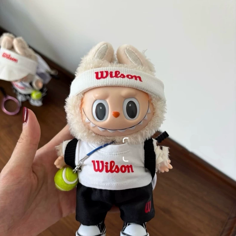 Wilson Tennis Outfit for Labubu Dolls – Stylish 17cm Sportswear with Accessories - Image 6